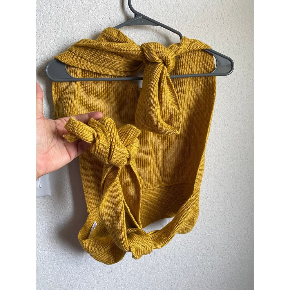 Free People FP Beach Women Ribbed Knit Boho Crop Tank Top Size S Mustard Yellow - Picture 2 of 9